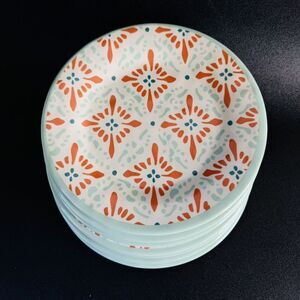 7 BAUM Brothers ESSEX FOLK MEDALLION Melamine 8 1/4” Salad Dessert Plate Lot Set